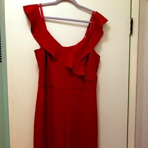 Perfect fancy occasion jumpsuit! Off the shoulder, wide leg jumpsuit. Red, XL